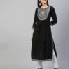 Polka-Dot Print Straight Kurta Set