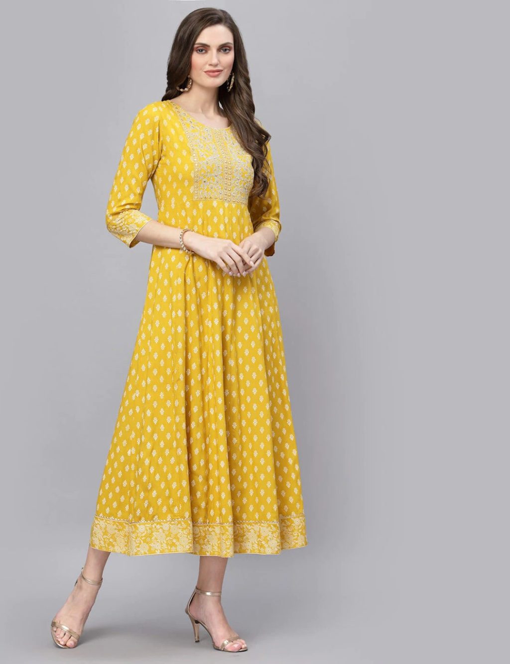 Embroidered Anarkali Kurta with Tie-Up1-min